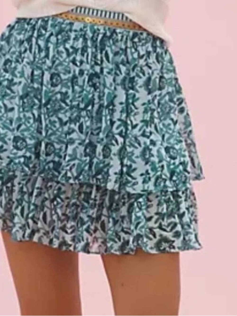 Anthropologie Nikasha Tiered Floral Mini Skirt